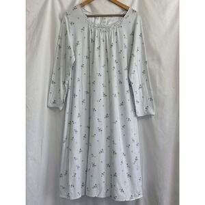 Aria Women's Blue Floral Pajama Set 100% Cotton, Size Medium, Long Sleeve